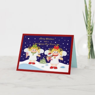Ángeles lindos del navidad y tarjeta de texto de