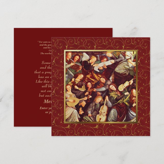 Ángeles músicos. Tarjetas Navidades planas Bellas  (Anverso / Reverso)