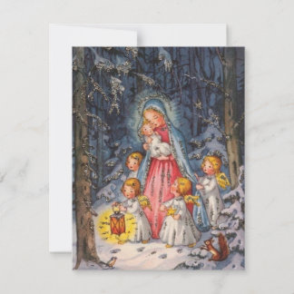 Ángeles vintage de Navidad cuidando al Niño Jesús
