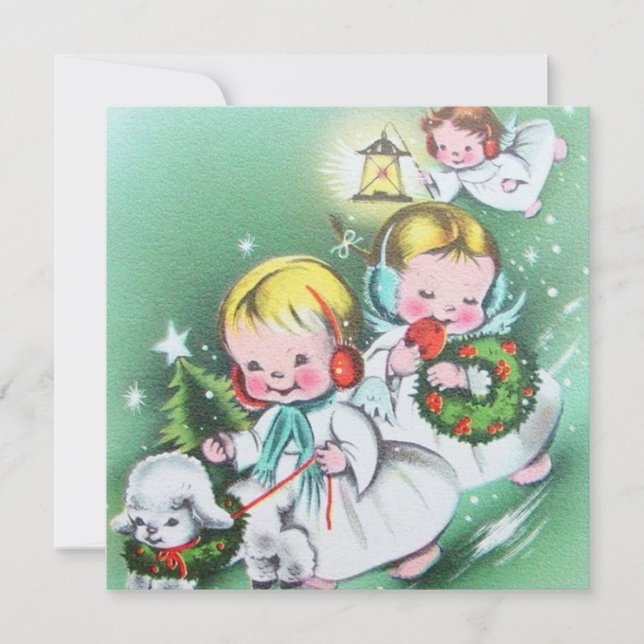 Ángeles vintage retro Navidad (Anverso)