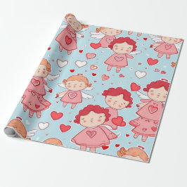 Ángeles y corazones el día de San Valentín Papel e