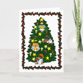 Angels decorando la tarjeta navideña