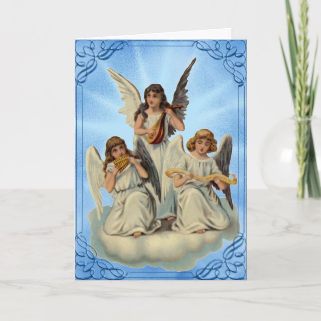 Angels En Una Tarjeta De Pascua Nube (Anverso)