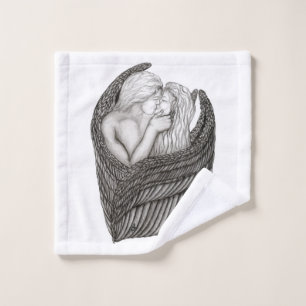 Angels Kissing , diseño en blanco y negro