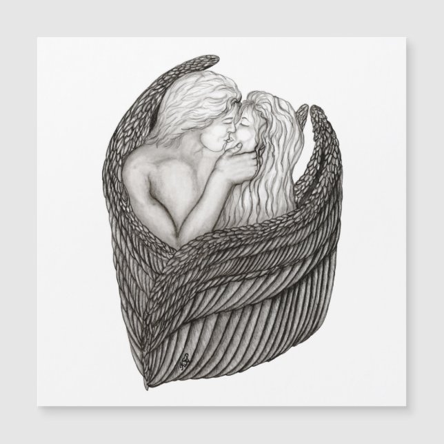 Angels Kissing , diseño en blanco y negro (Anverso)