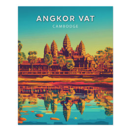 Angkor Vat, Cambodge, Poster style rétro-chic