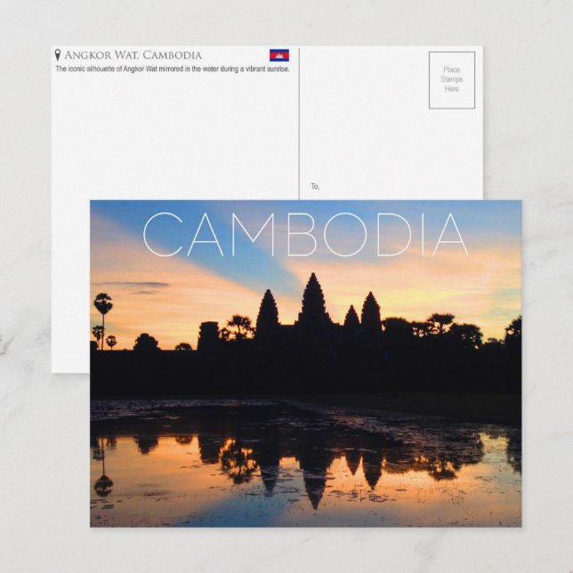 Angkor Wat, postal de viaje a Camboya (Anverso / Reverso)