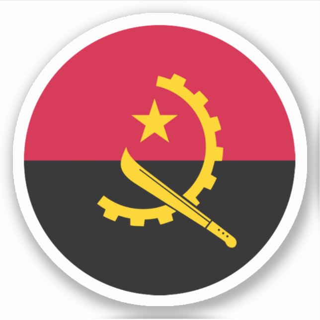 Angola Bandera Pegatina de Ronda (Anverso)