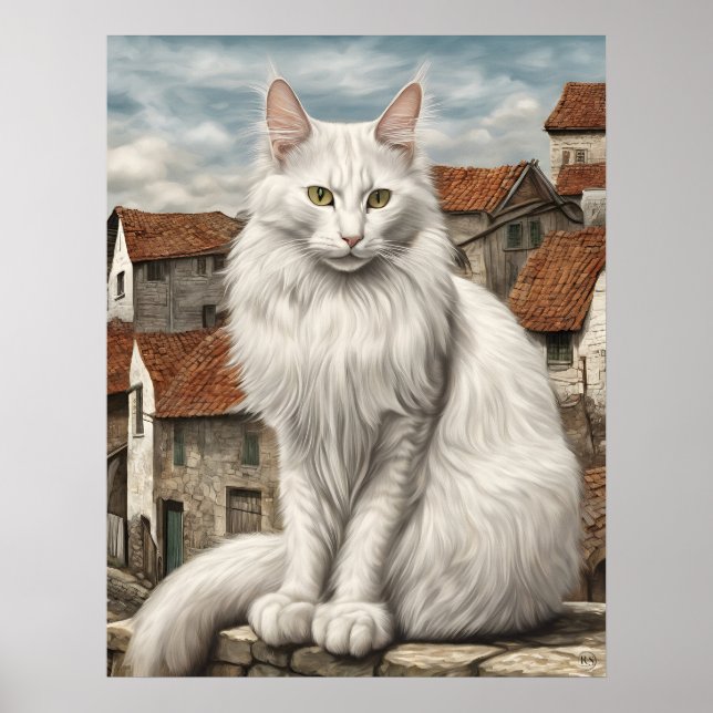 Angora turca - Impresión de arte gato (Frente)