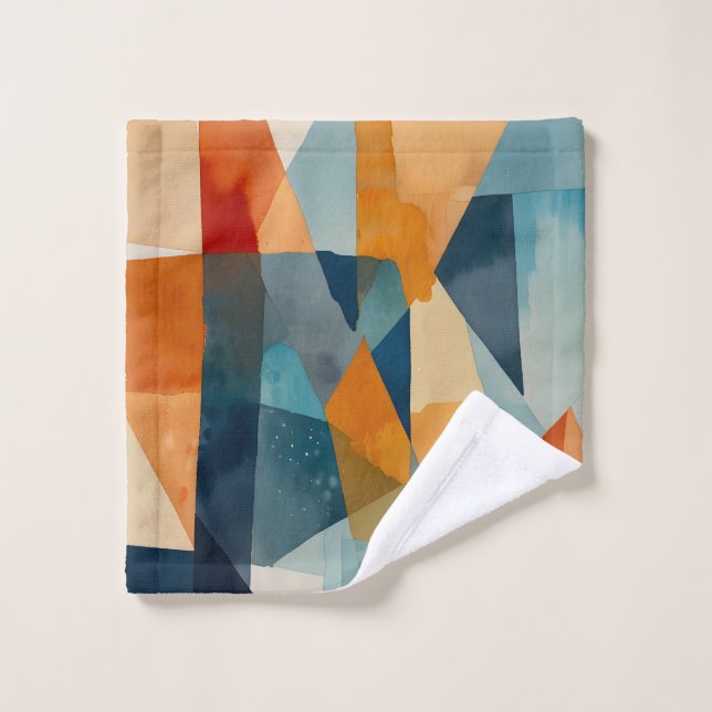 Ángulos abstractos de azul y Naranja (Toallita)