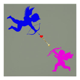 Ángulos Chicas y niños flecha Poster de corazón ro