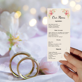 Anillo acuarela de flores en la tarjeta de menú be