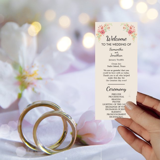 Anillo acuarela de flores en tarjeta de programa b (Subido por el creador)