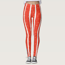 Anillo Central: Leggings de rayas rojas y blancas 