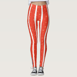 Anillo Central: Leggings de rayas rojas y blancas 