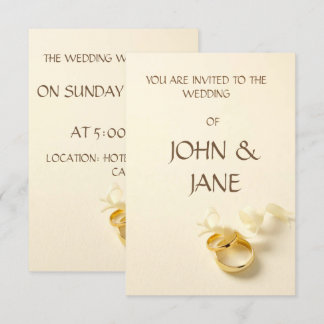 Anillo con tarjeta de invitación a la boda con cin