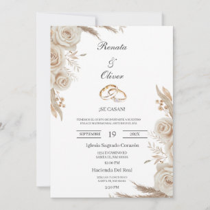 Anillo de boda boho Invitación de boda en español