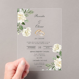 Anillo de boda de flujo blanco Invitación de boda 