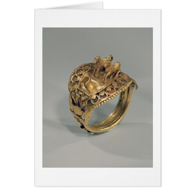 Anillo de caballos (oro y corneliano) (Frente)
