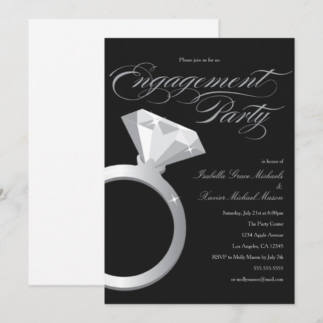 Anillo de compromiso| Invitación a la fiesta de co (Anverso / Reverso)