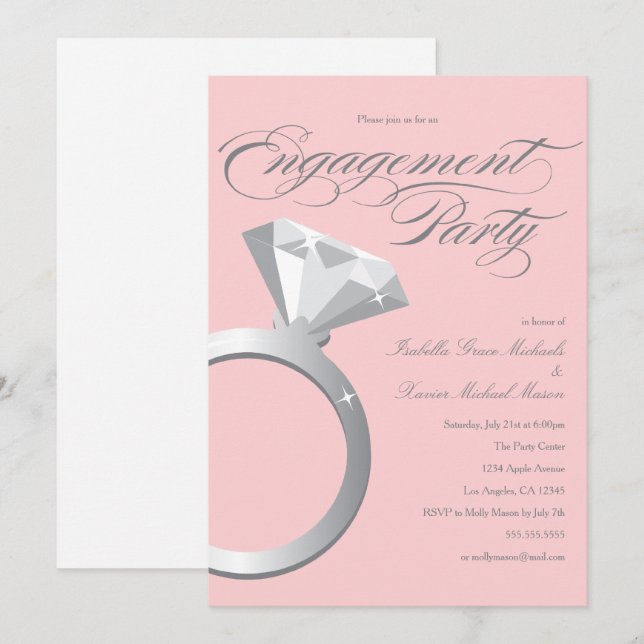 Anillo de compromiso - Rubor| Invitación a la fies (Anverso / Reverso)