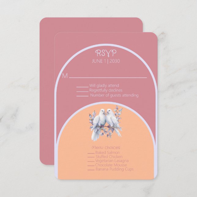 Anillo de palomas Encurvado de lavanda rosa fuerte (Anverso / Reverso)