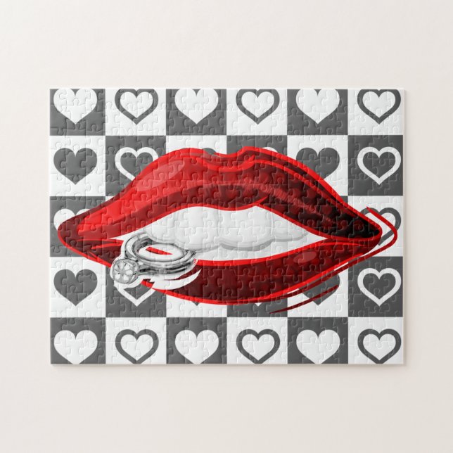 Anillo de rompecabezas de los labios rojos - Coraz (Horizontal)