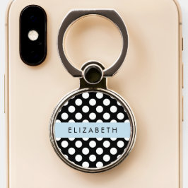 Anillo Para Móvil Puntos de Polka blancos y negros, punteados, tu no