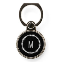 Sparkly Diamond Circle Black Monogramado