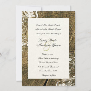 Anillos de árbol Invitación a bodas de encaje Shab