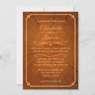 Anillos de árbol que casan invitaciones