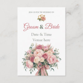Anillos de Boda Clásicos y Tarjeta de Invitación c
