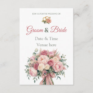 Anillos de Boda Clásicos y Tarjeta de Invitación c