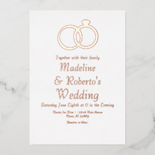 Anillos de boda de oro rosa invitaciones de papel 