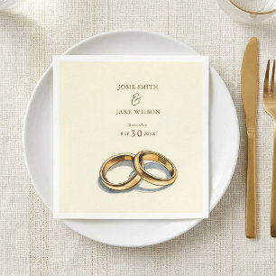 Anillos de boda de oro Servilleta de papel