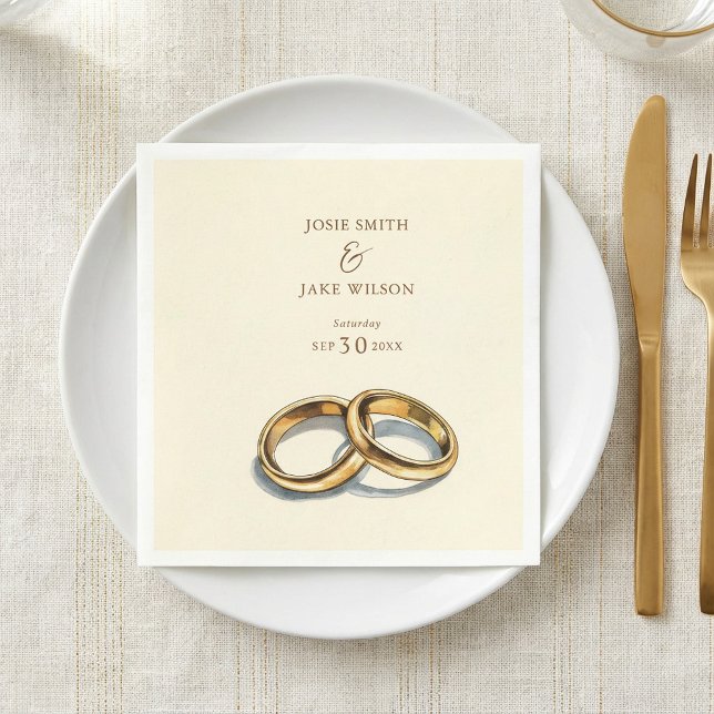 Anillos de boda de oro Servilleta de papel (Gold wedding rings Paper Napkin.)