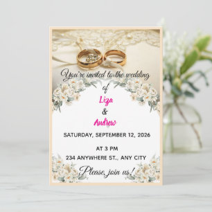 Anillos de Boda Tradicionales e Invitación Floral