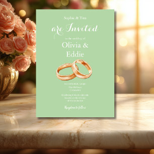 Anillos de Boda Verde Salvia Invitación de Boda