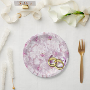 Anillos De Boda Y Rosas, Platos De Papel De Novia
