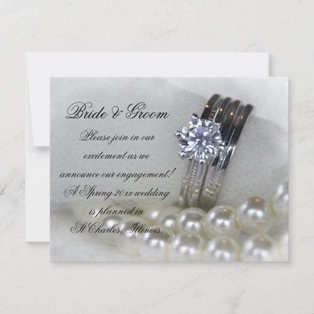 Anillos de diamantes y Invitación de compromiso de (Anverso)