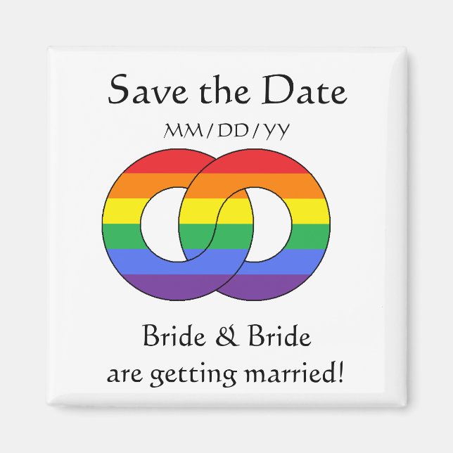 Anillos de entrelazado - arco iris - imán (Frente)