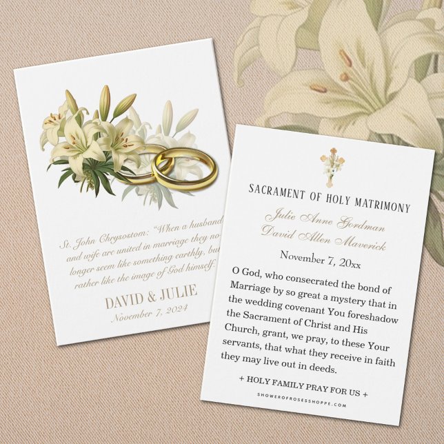 Anillos de Lirio Católicos Tarjeta Sagrada de Boda (Subido por el creador)