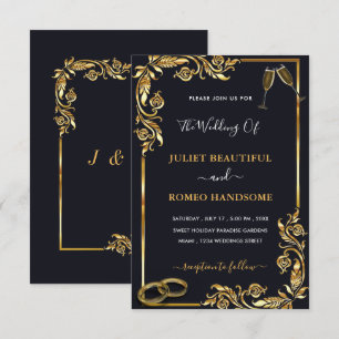 Anillos de Oro y Champán Tu Invitación de Boda