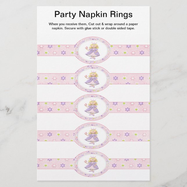 Anillos de Servilletas de Papel de Princesa 5 por  (Frente)