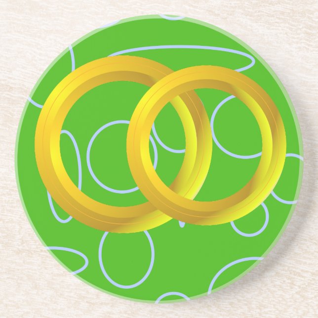 Anillos dorados en posavasos de arenisca geométric (Frente)