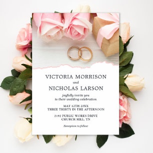 Anillos modernos y elegantes con Rosas Invitación