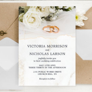 Anillos modernos y elegantes con Rosas Invitación