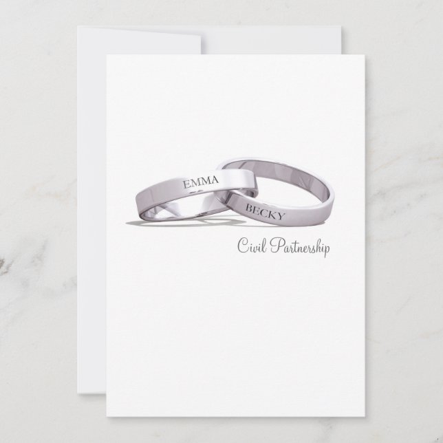 Anillos plateados entrelazados - Invitación a una  (Anverso)
