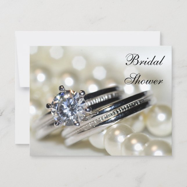Anillos y Perlas Blancas Invitación a la ducha de  (Anverso)