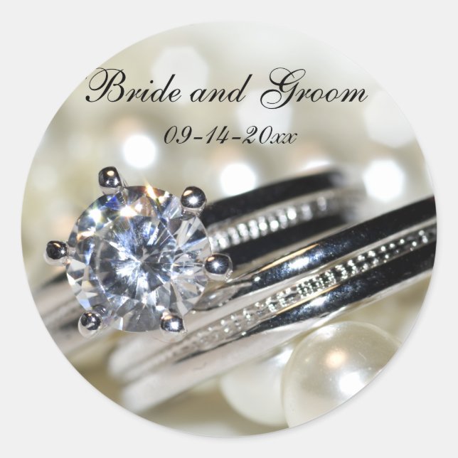 Anillos y Sellos para sobres Bodas de Perlas Blanc (Anverso)